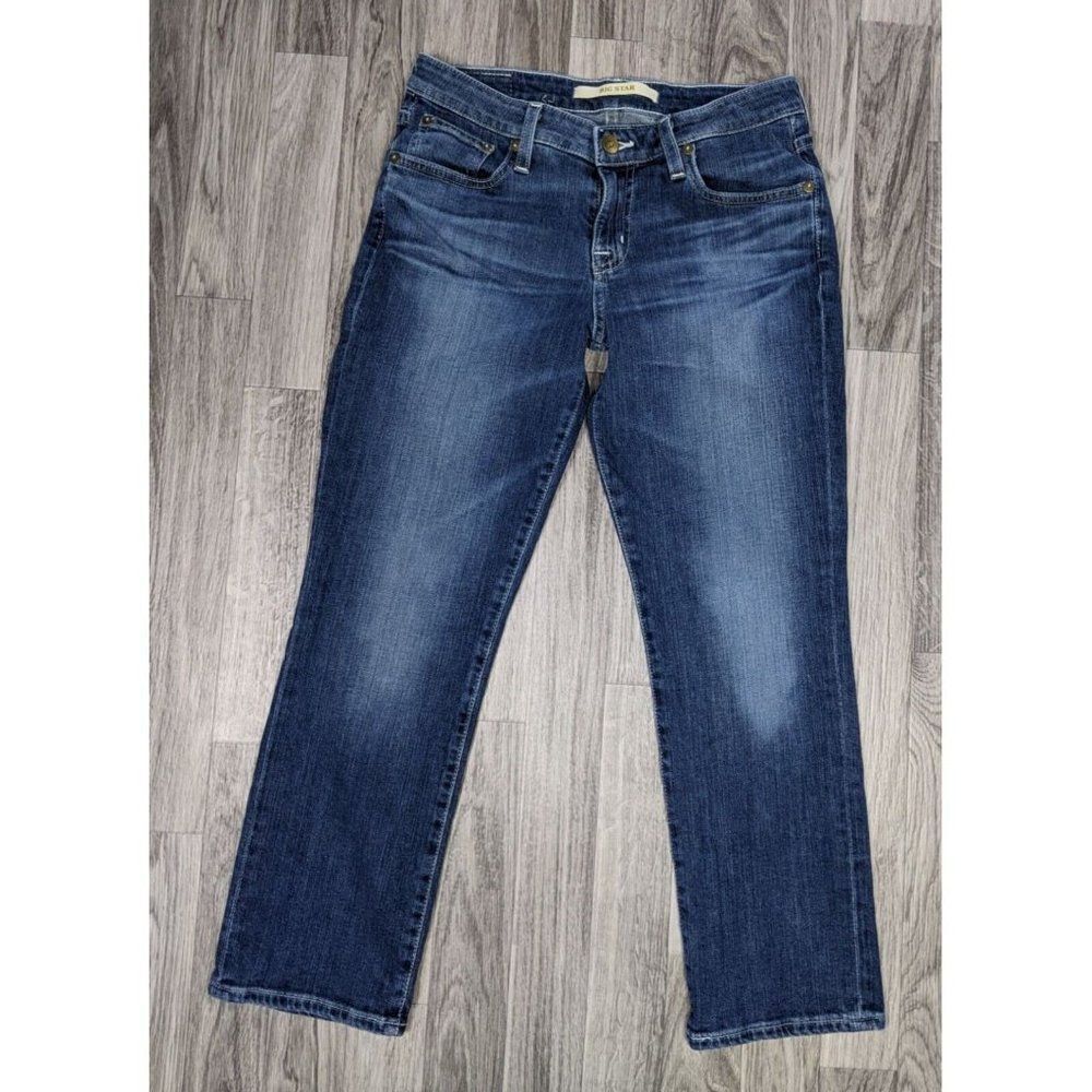 (3/$35) Big Star Size 26 Whiskered Embroidered Pockets Denim Blue Jean Capris